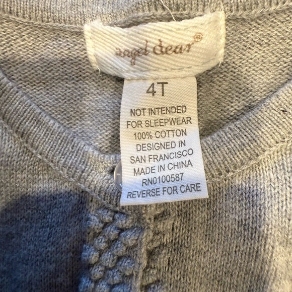 Girls Angel Dear Light Gray Knit Button Up Sweater - Picture 5 of 7